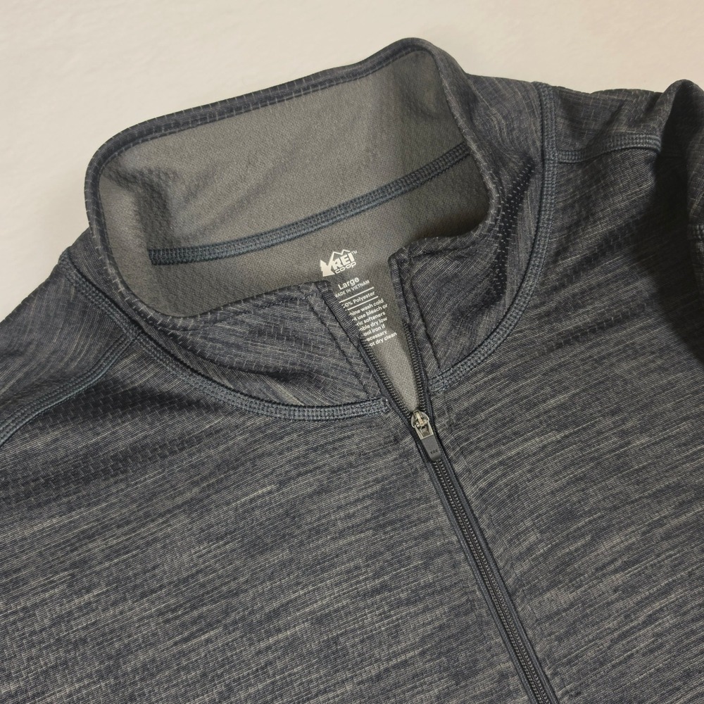 REI Co-op Mens Large Gray Space Dye Quarter Zip Pullover Activewear Shirt‎